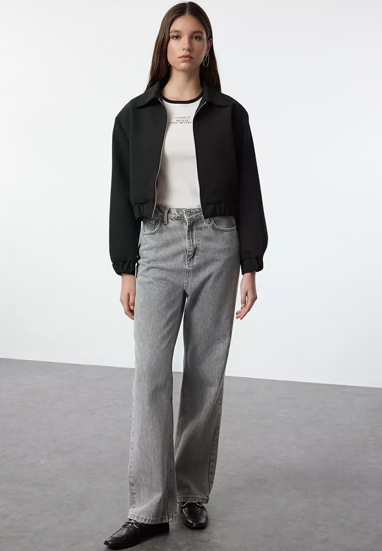 Collared Zip Crop Jacket