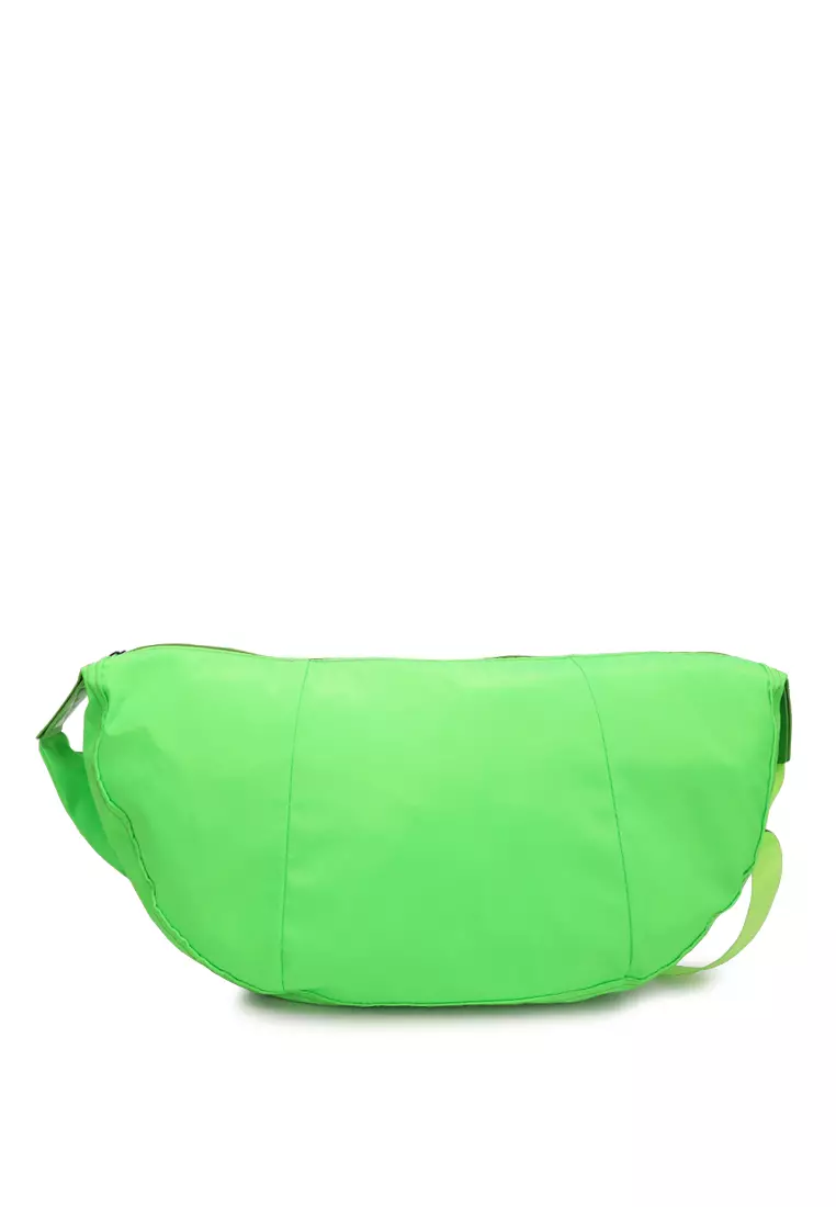 Nylon Hobo Bag With Adjustable Straps in Shiny Green