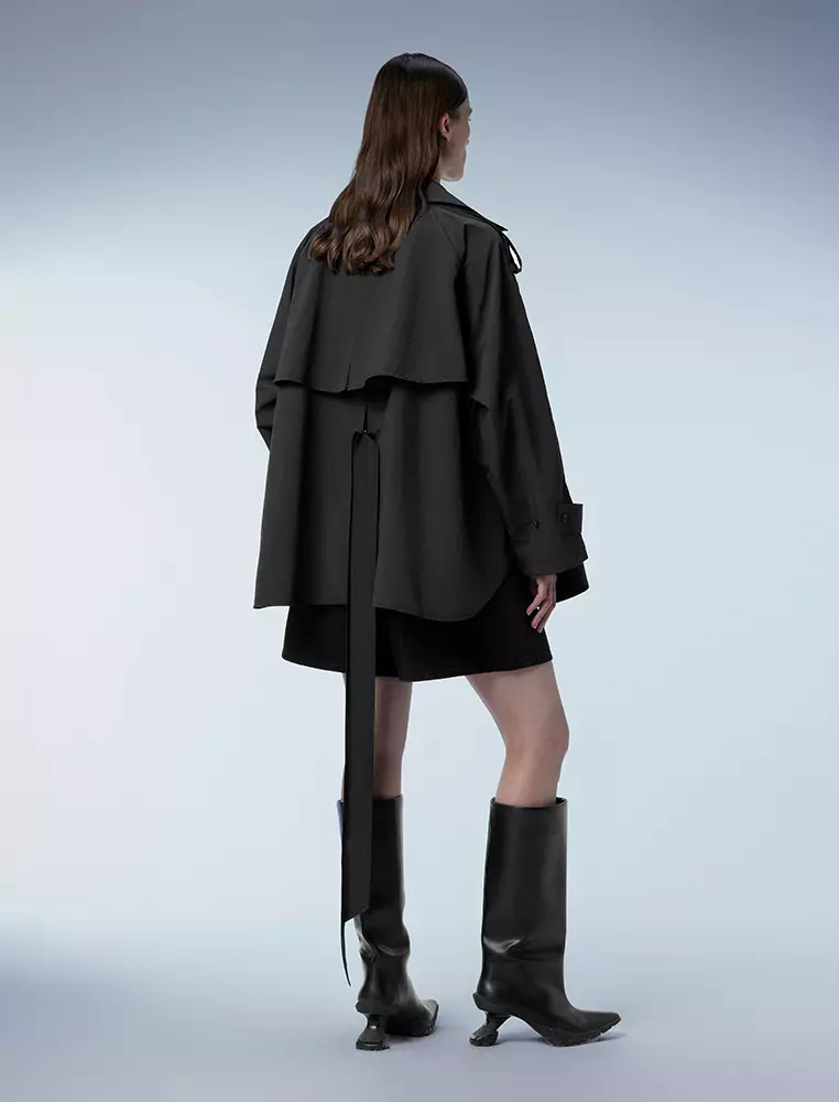 宽松长袖短款风衣