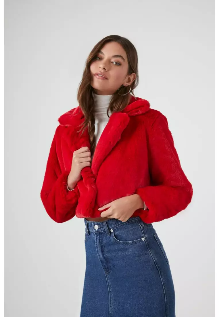 Forever 21 hotsell red fur jacket