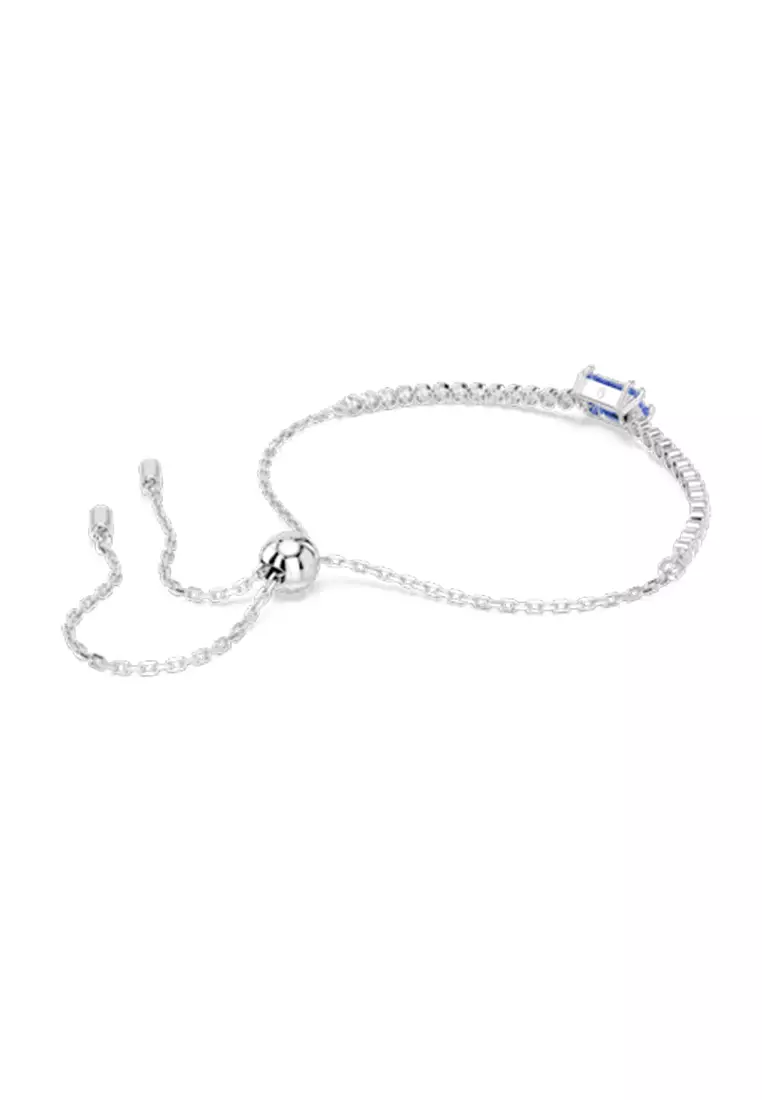 Matrix Tennis Bracelet, Mixed Cuts, Blue, Rhodium plated