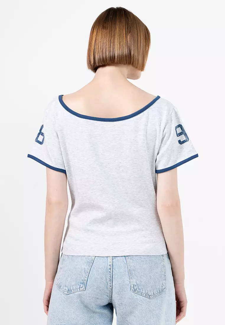 The Fitted Off Shoulder Graphic Tee