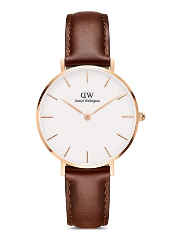 Daniel Wellington gold Petite St Mawes White dial 32 mm Women's Stainless Steel Watch with Leather Strap White dial - Rose Gold - Watch for women Female watch DW 5FDC6AC032DD06GS_1