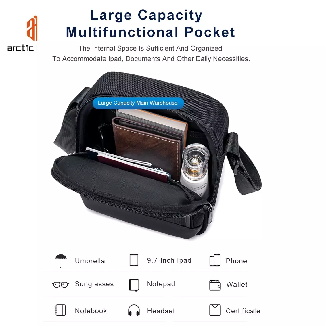 Arctic Hunter K00689 Tas Selempang Pria Exclusive Slingbag Pouch Crossbody-Navy