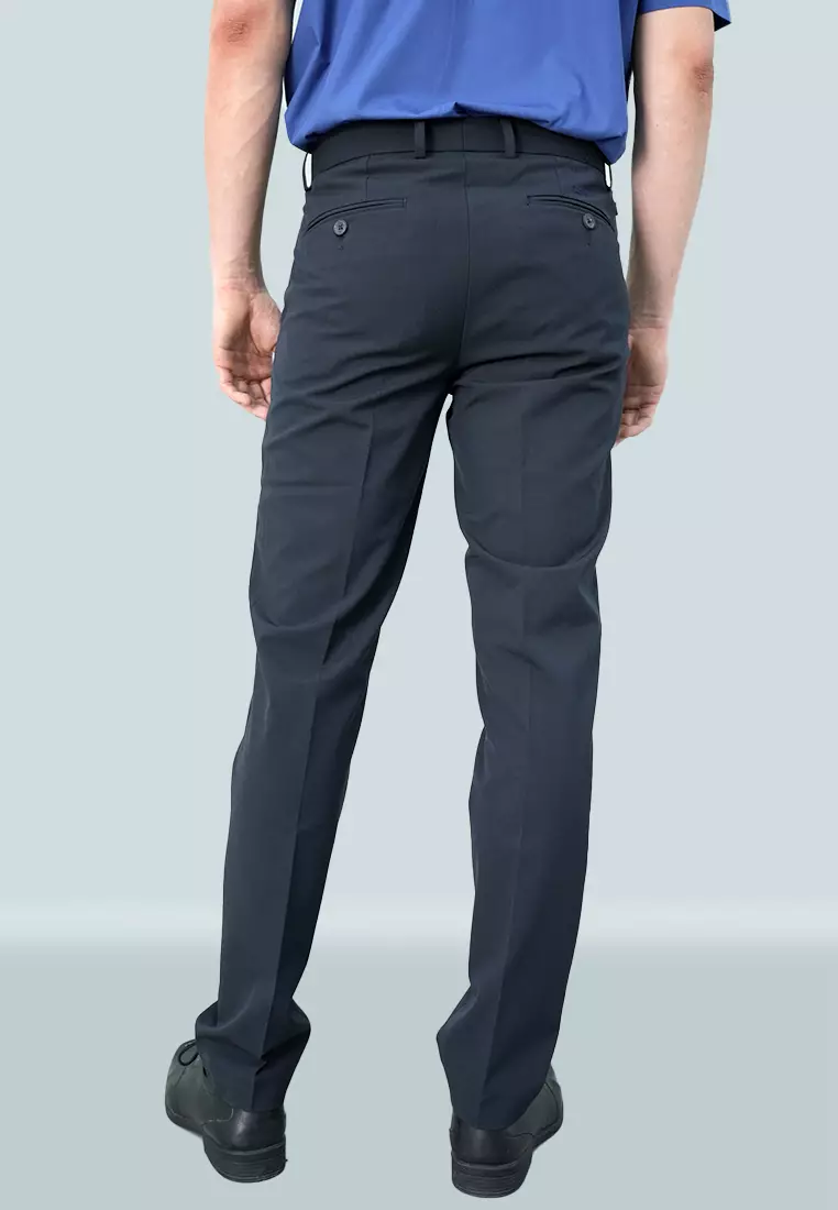 Johnwin - Celana Formal - Celana Pria - Navy - Polyester - Slim Fit - F.1014.010.127.C