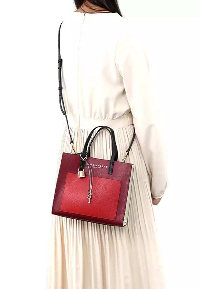 Marc Jacobs Mini Grind Colorblock Leather Tote Bag in Pomegranate Multi M0016132