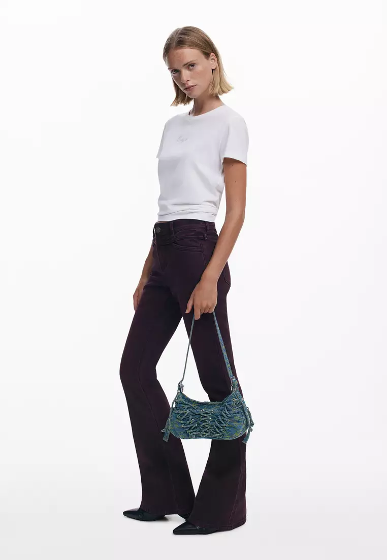 Medium denim corset bag