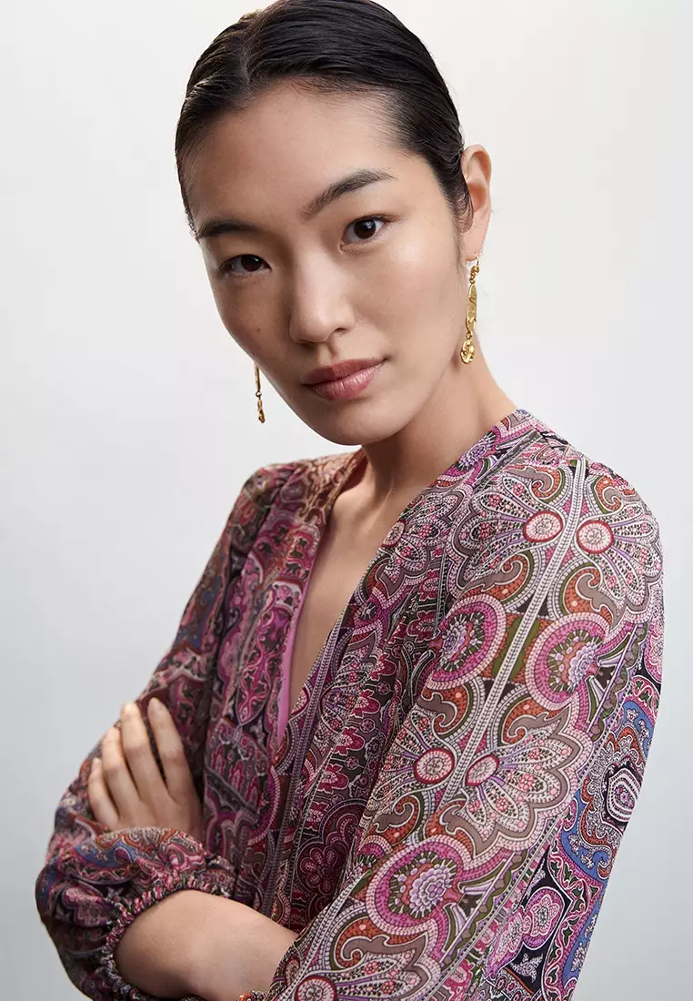 Paisley Print Dress With Buttons