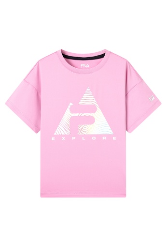 FILA white and pink Online Exclusive FILA KIDS F EXPLORE Logo T-shirt 8-16 yrs 43647KA40F77B1GS_1