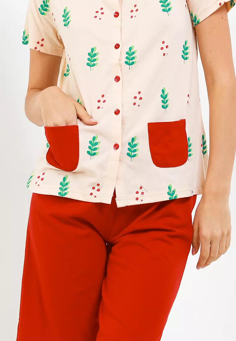 Pyjama Baju Tidur  Short Sleeve Short Pants Sleepwear