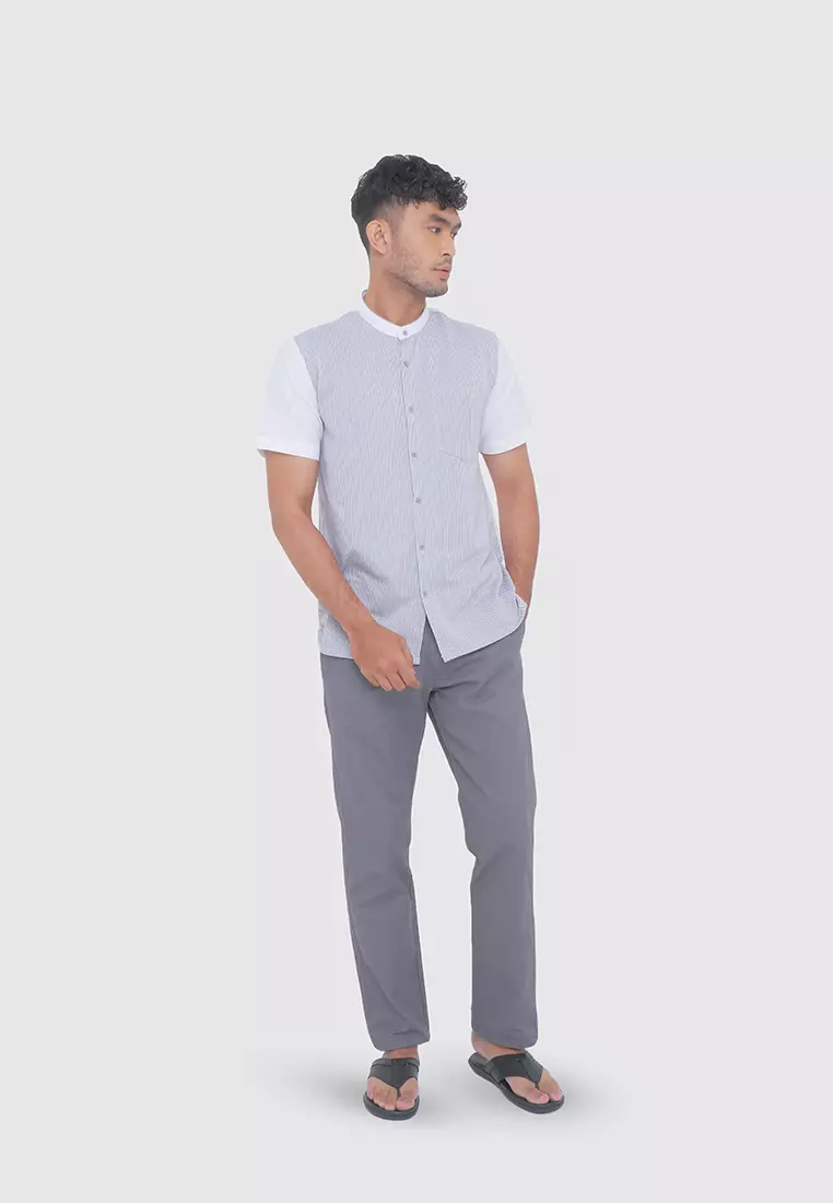 MOC Kemeja Koko Lengan Pendek Pria TSABIT - WHITE