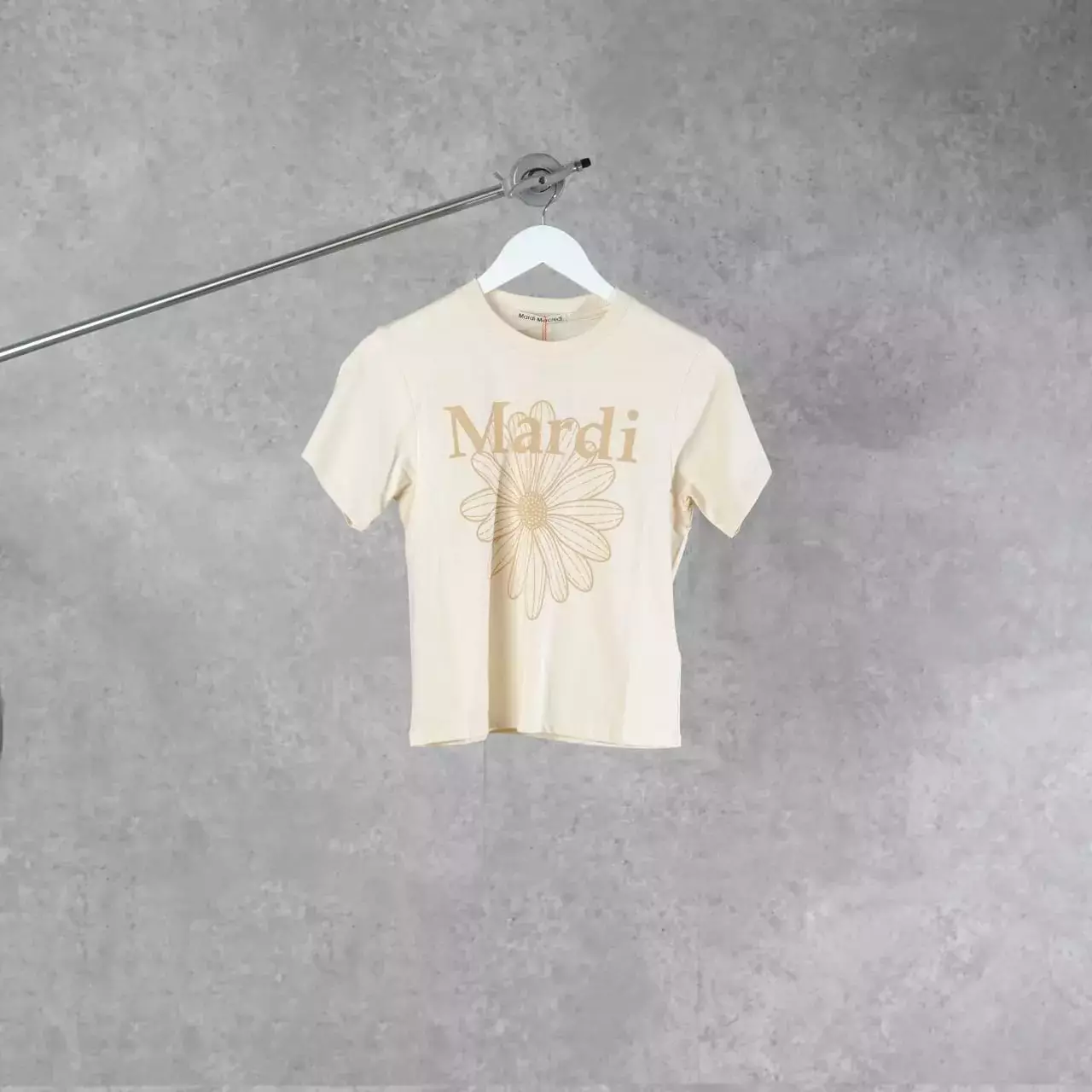Kaos MARDI MERCREDI FLOWER BEIGE CREAM TSHIRT SLIM 100% ORIGINAL