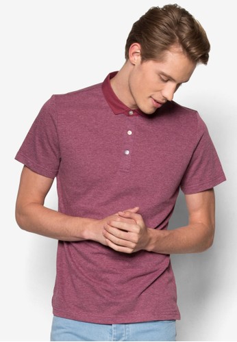 Textured Knit Polo With Woven Collar