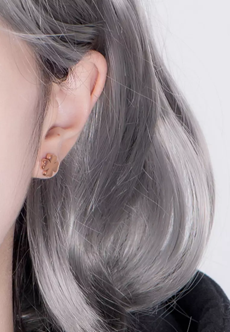 Destiny 簡約四葉草項鍊 + 耳釘套裝（玫瑰金）