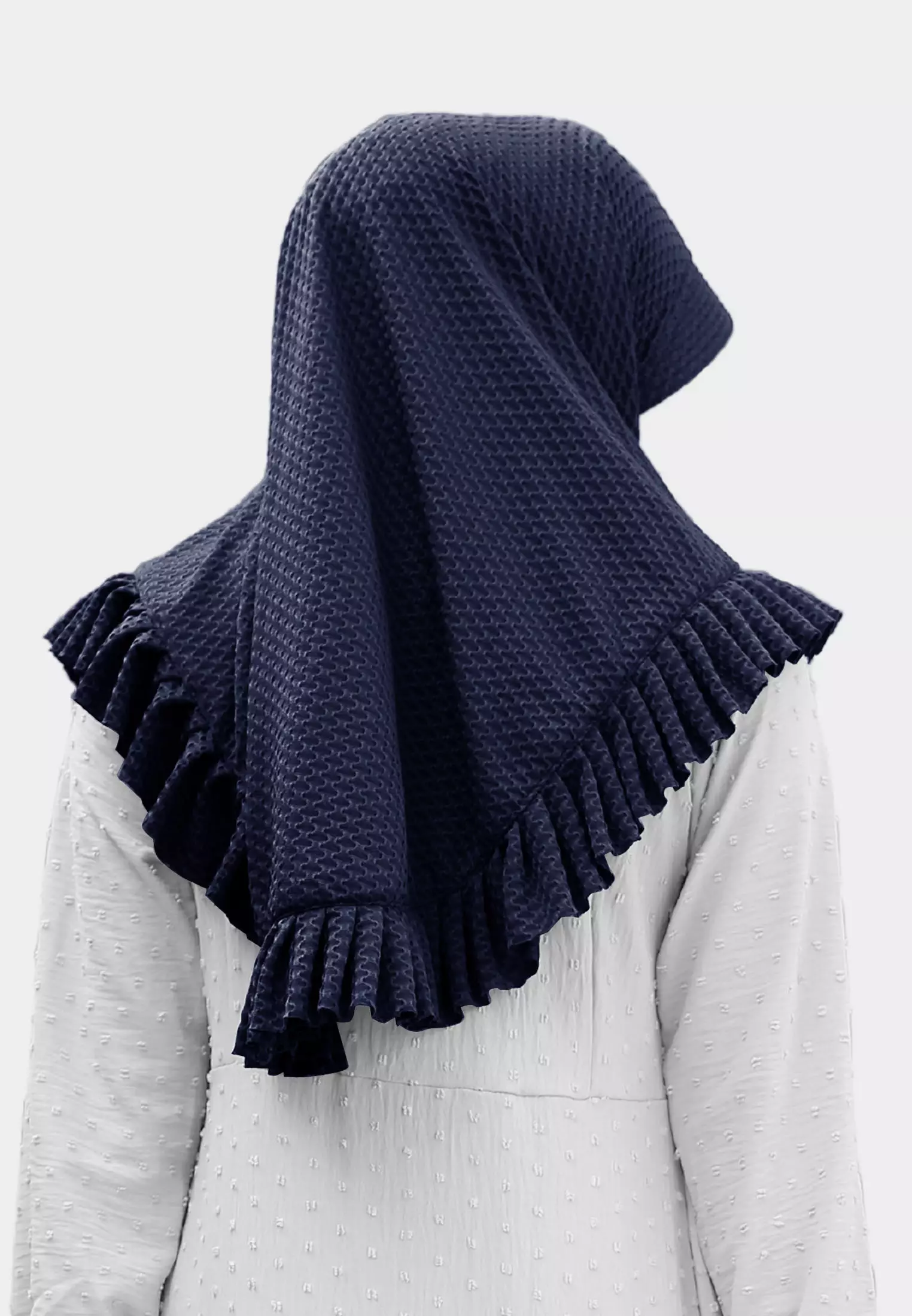 Cotton Bee - Sabeen Bergo Ruffle | Hijab Instan | Bergo Pad | Daily Hijab - Lake Navy
