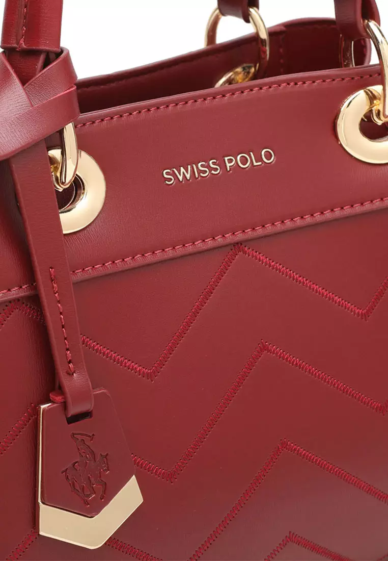 Women's Zig Zag Quilted Top Handle Bag / Crossbody Bag / Shoulder Bag (Tas Selempang Wanita / Tas Tangan Wanita / Tas Bahu Wanita) - Merah