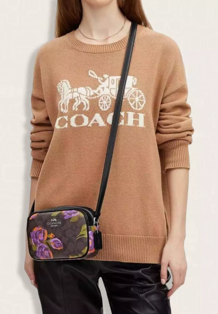 Coach signature rose new arrivals print camera bag