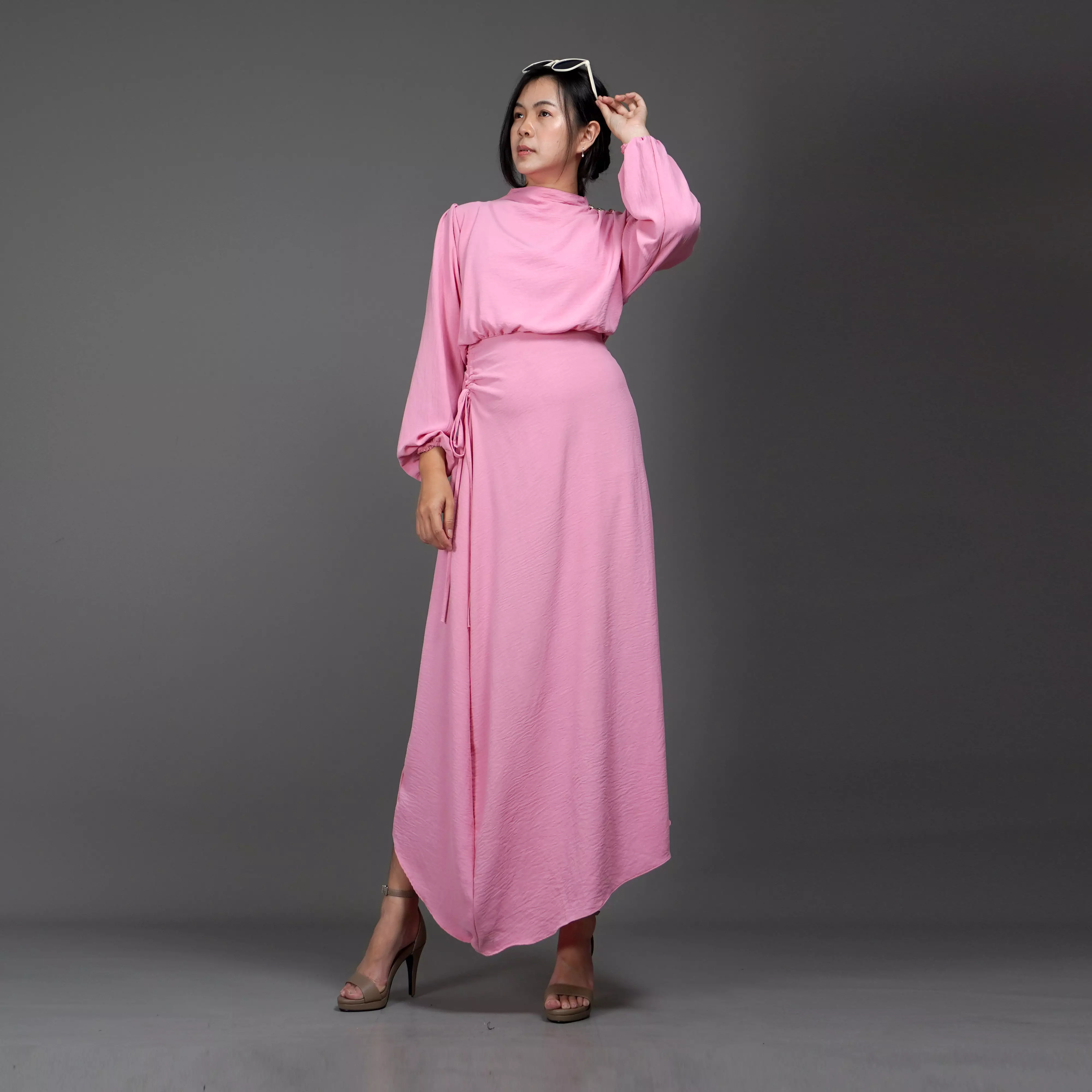 HALTERIA Gaun Natal Baju Natal Pink Dress Long Dress - PINK