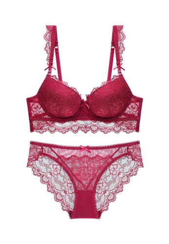 ZITIQUE red Glamorous Lace Lingerie Set (Bra And Underwear) - Red 46002US949E80EGS_1