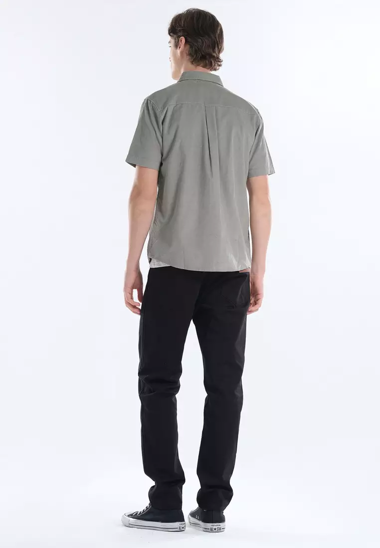 Button Down Short Sleeve Polo for Men in Pale Green