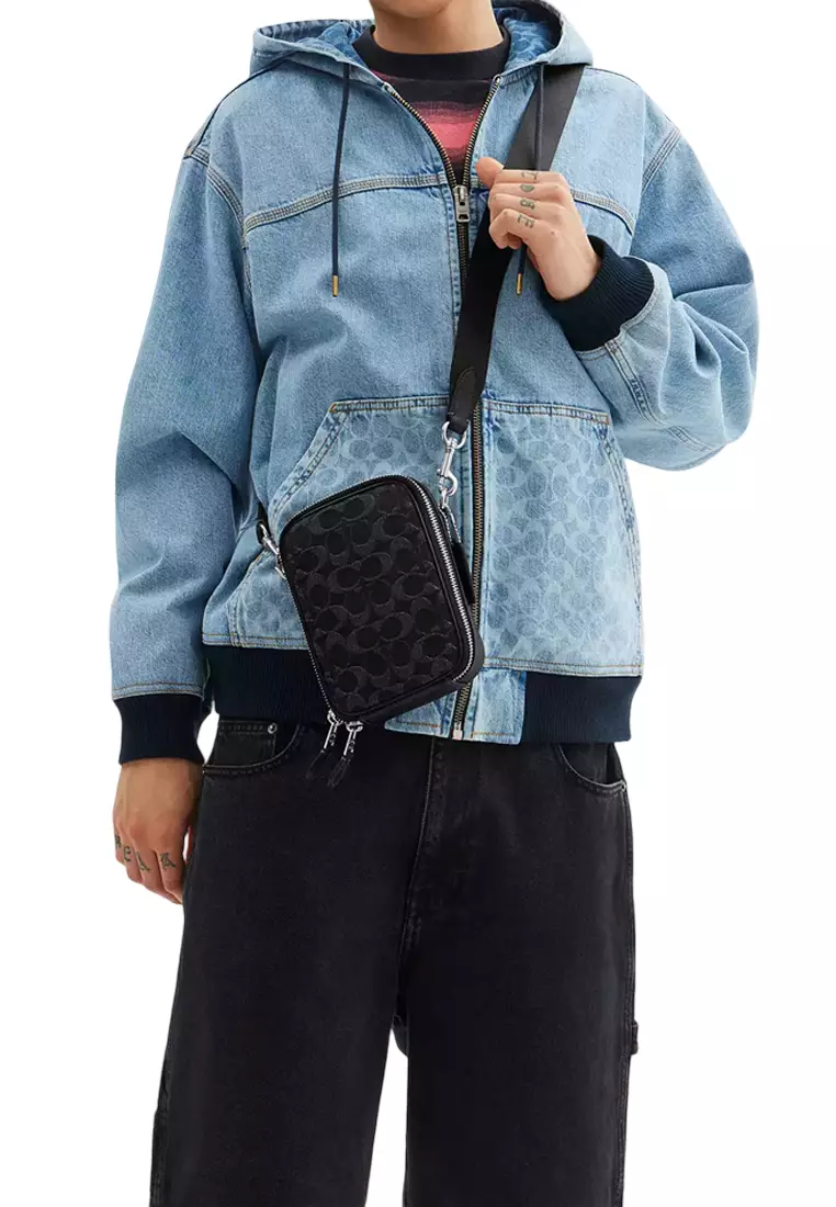 Stanton Crossbody Bag In Signature Denim - Black CAJ44