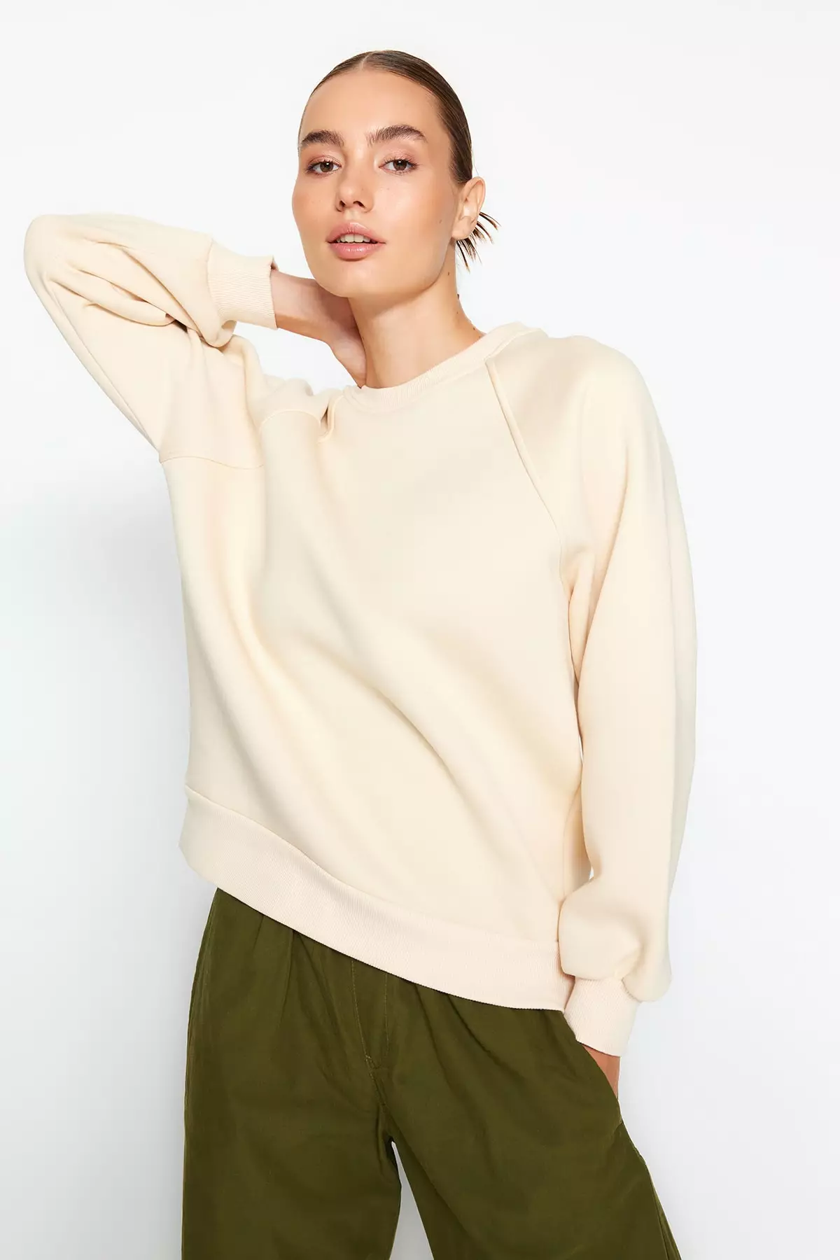 Raglan Sleeves Knitted Sweatshirt