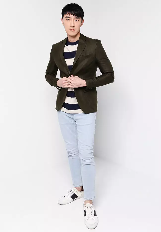 Slim Fit Linen Suit Blazer