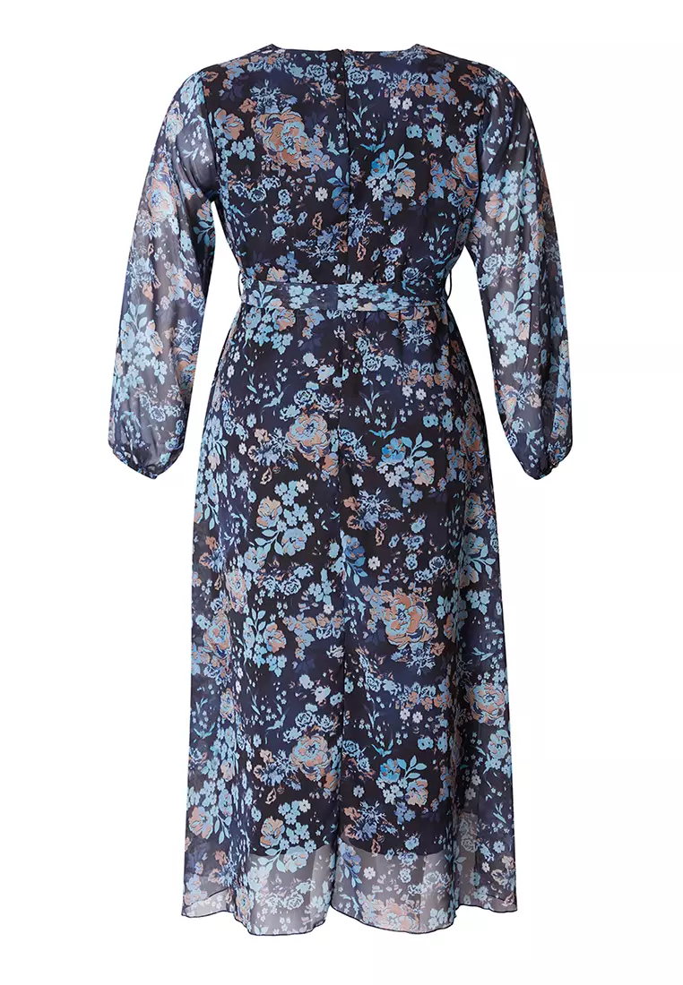 Plus Size Printed Wrap Dress