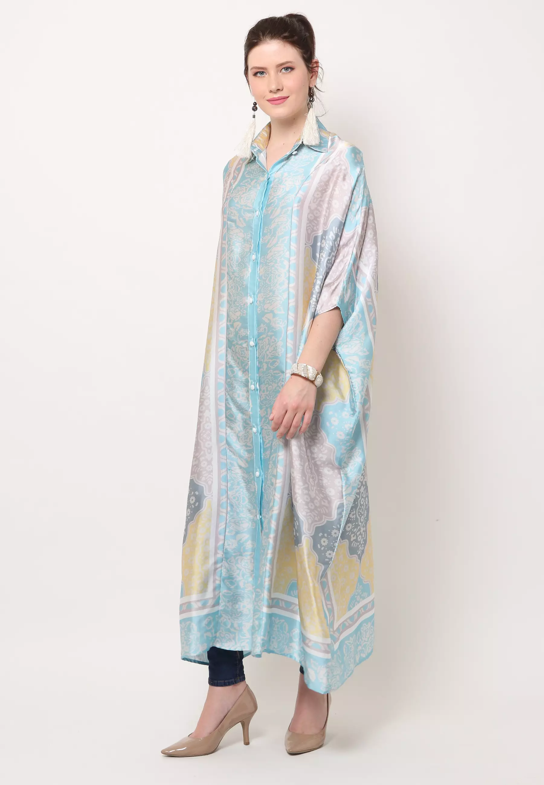 Kanzi Classic Collared Kaftan Modern Blue
