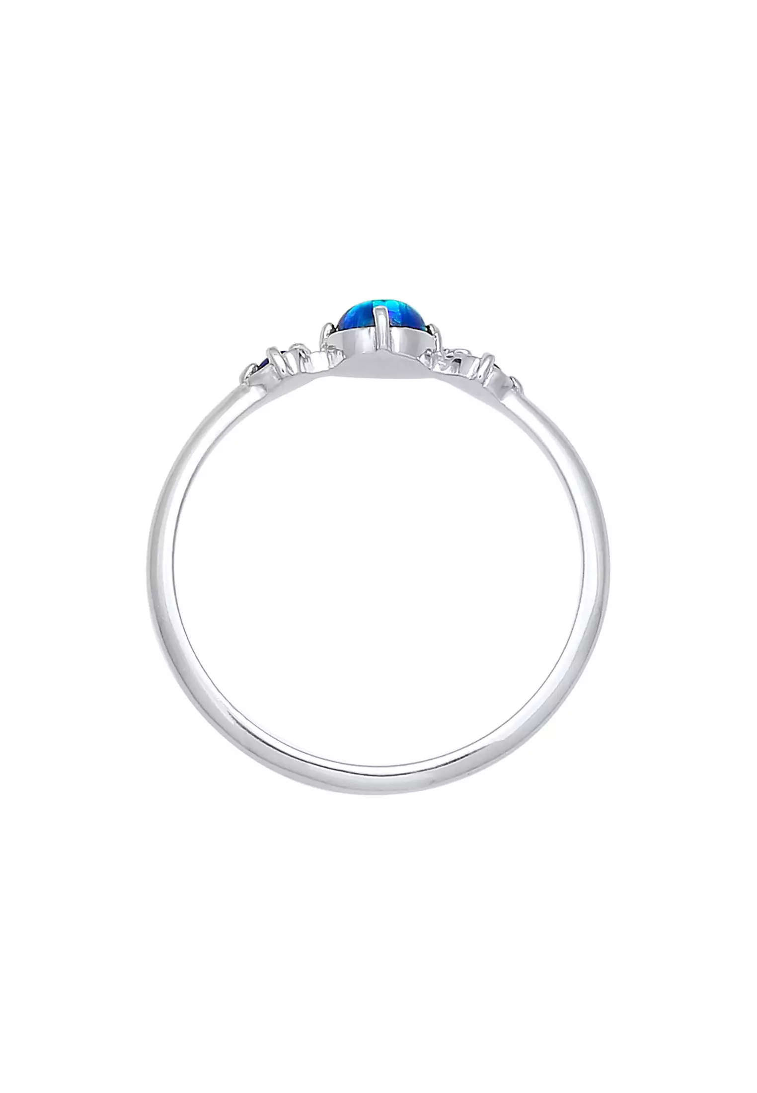 Ring Band Set Blue Sparkling Trend Synthetic Opal
