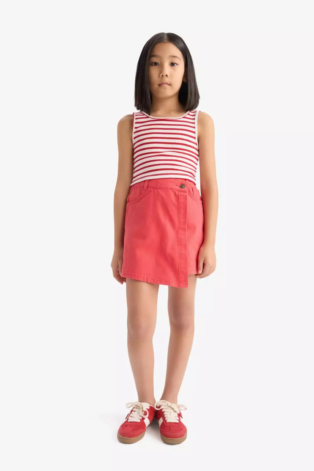Girl's Crew Neck Striped Undershirt Z7814A625Hs