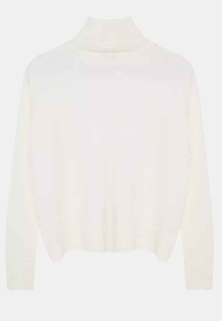 Turtleneck Ecru Knitwear Sweater - Wool, Twoaw25Kz26
