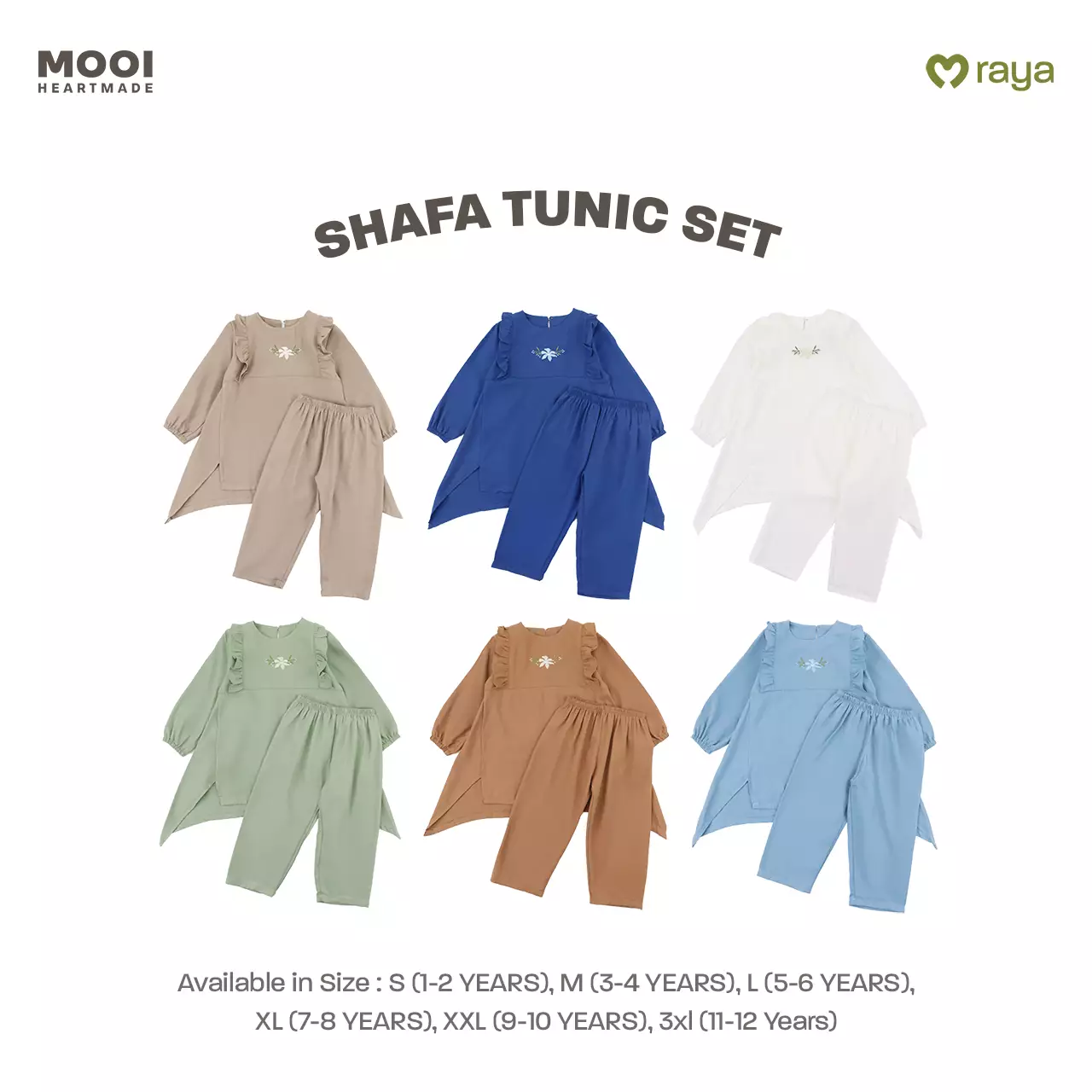 Mooi Setelan Anak Perempuan Raya Collection Shafa Tunik Set - Classic Blue