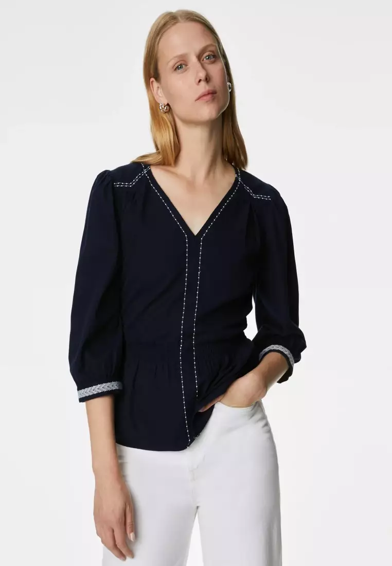 Satin Collared Wrap Blouse Marks & Spencer Philippines