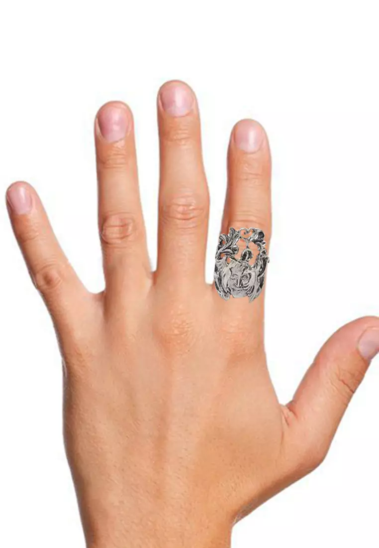 Men's Accessories Tatoo Face Ring Cincin Pria Silver