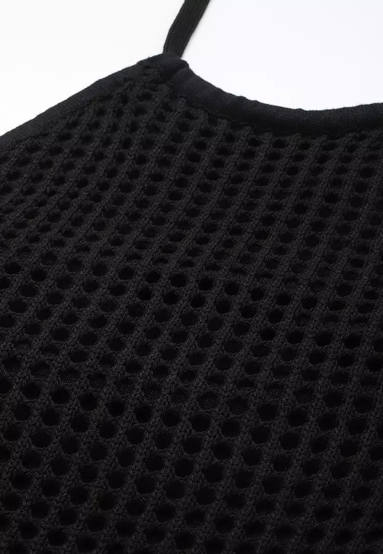 Halter Neck Backless Dress in Black