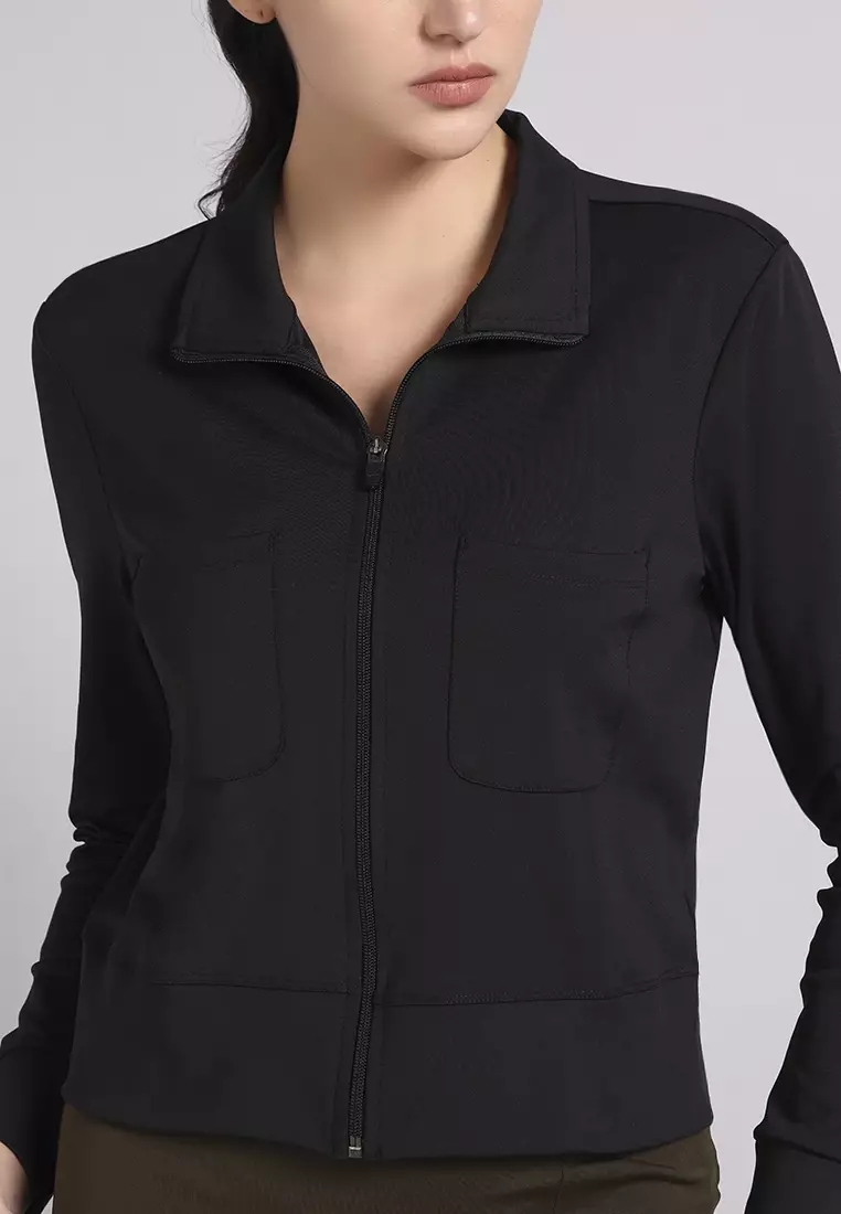 Women's Vertex Luxe Crop Performance Black Jacket