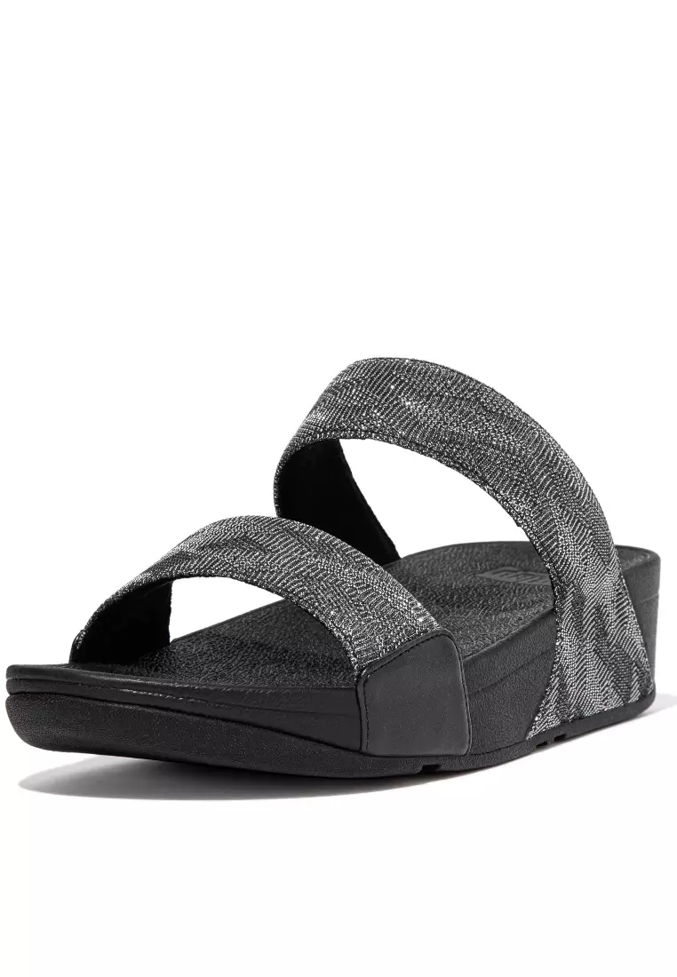 FitFlop LULU Women's Glitz Slides - All Black (ET6-090)