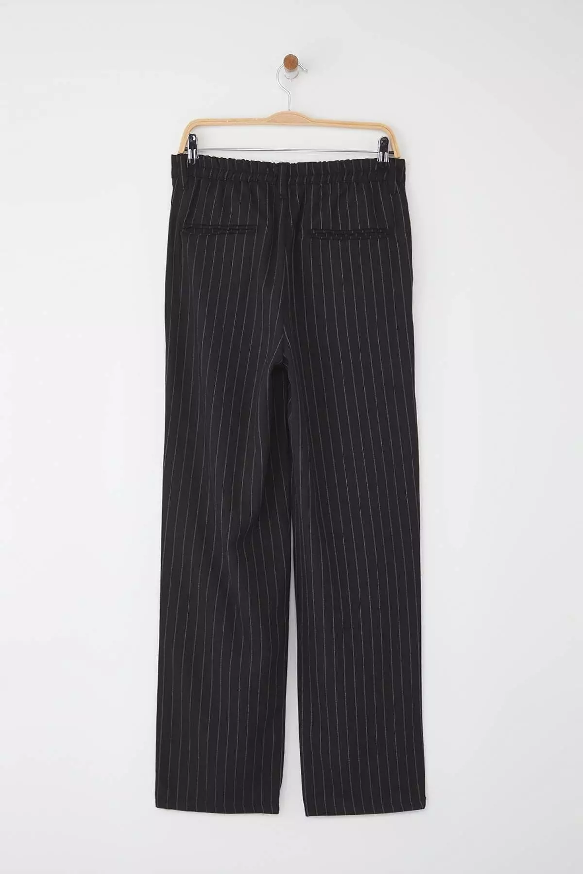 Black Striped Pleated Classic Baggy Fit Fabric Pants Tmnss24Pl00024