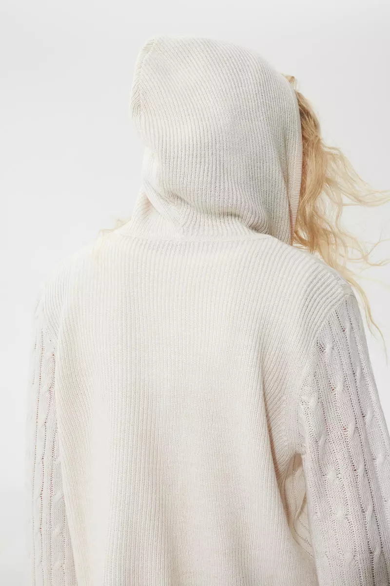 Zip-through hooded cardigan