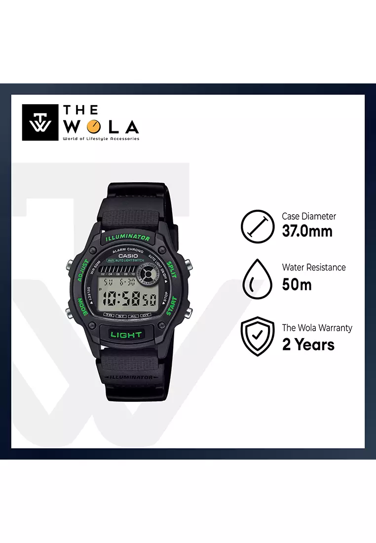 W-220H-1A3V Men Digital Sports Watch Black Resin Band