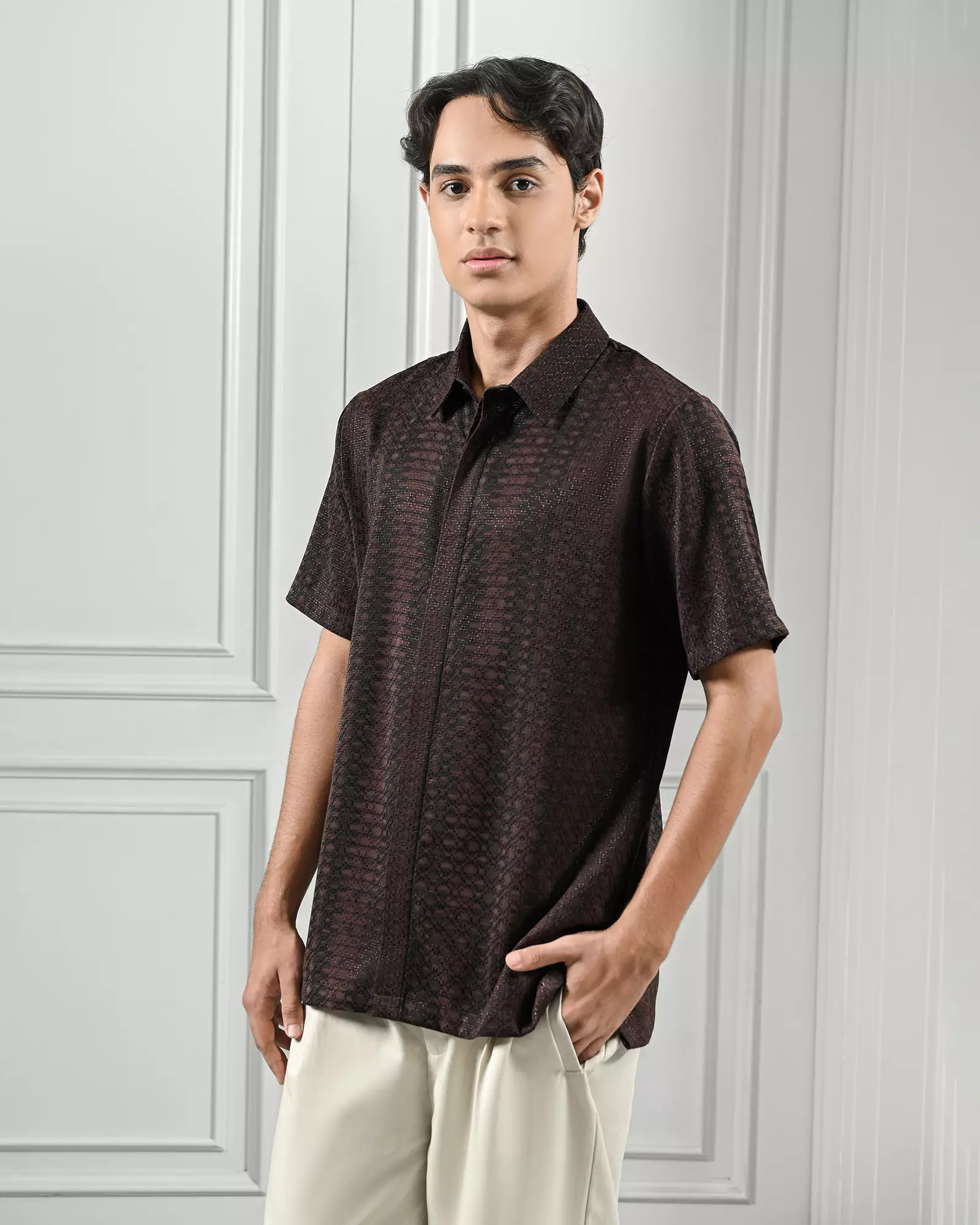 KASEP MADANA SHIRT / KEMEJA PRIA / BAJU LEBARAN - WINE