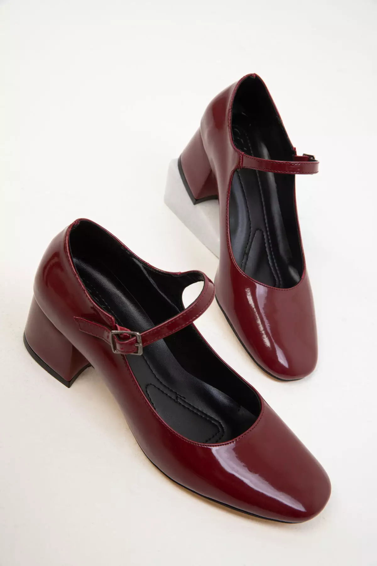Claret Red Patent Leather Women's Classic Heeled Shoes 18447