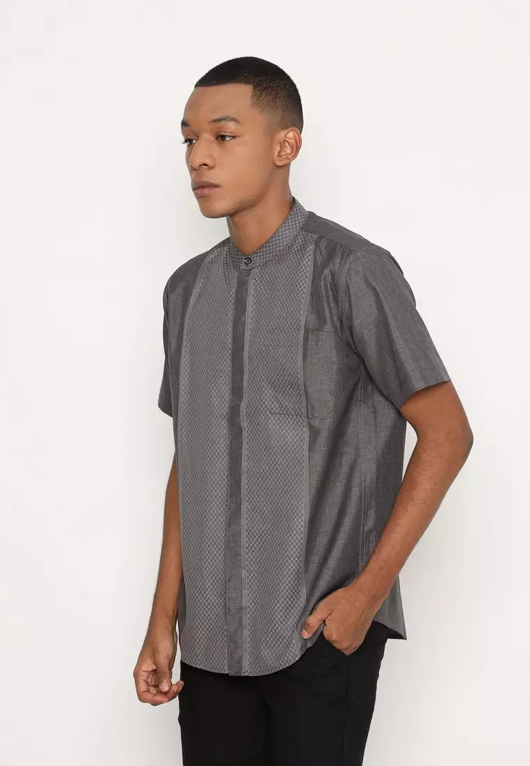 RBJ Kemeja Koko Border Abu Regular Fit Pria
