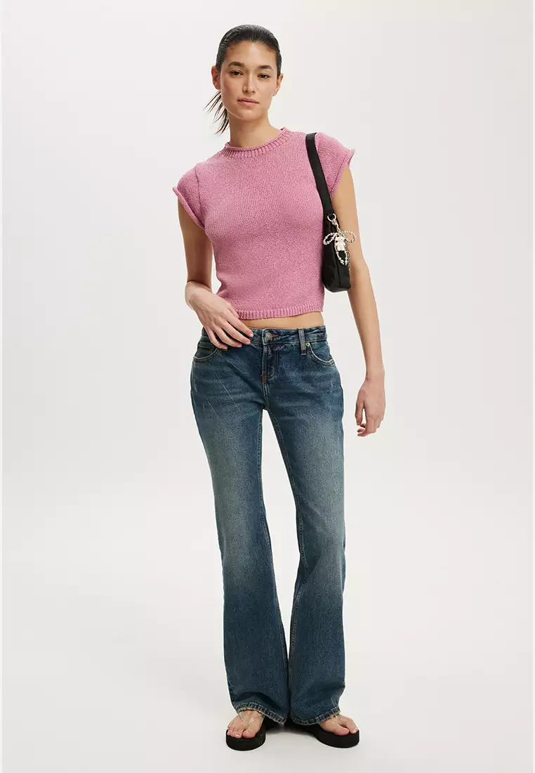 紋理短袖針織上衣