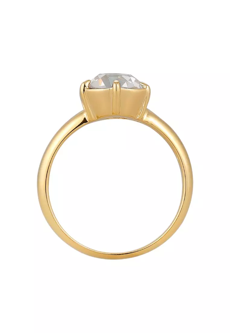 Buy ELLI GERMANY Sparkling Swarovski® Crystals Solitaire Ring – Gold ...