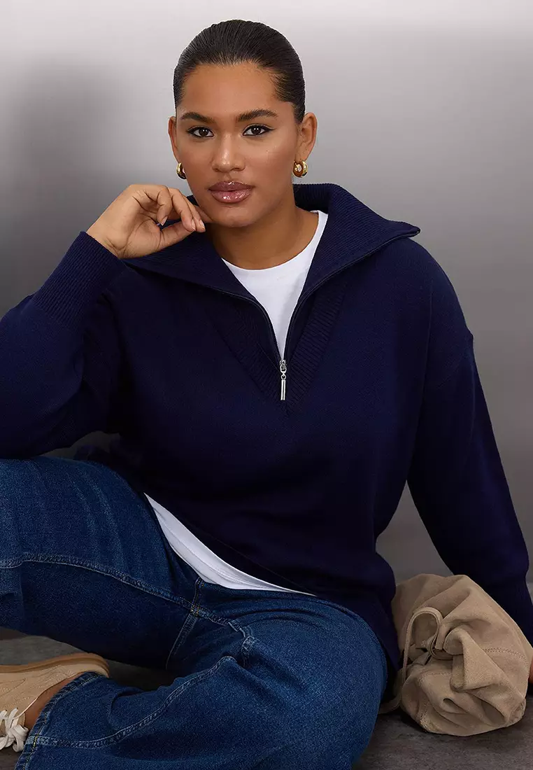 Plus Size Zip Neck Sweater