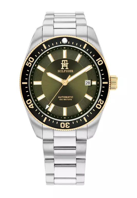 Men's Automatic Stainless Steel Bracelet & Green Dial Watch - TH1792155