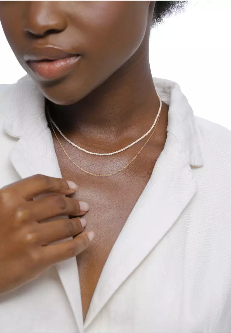 Kalung Perhiasan Perak 925 Wanita White Shell Pearl Gold Plated