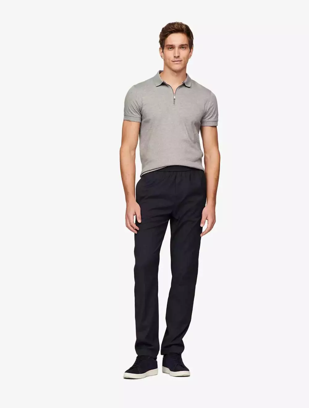 TOMMY HILFIGER - REGULAR FIT SOLID STRETCH PANT - NAVY - NAVY